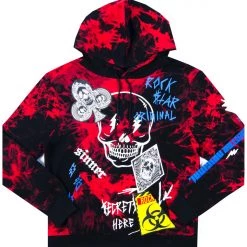 MENS HOODIES & SWEATSHIRTS Tops Snoh Black Tie Dye Graphic Printed Hoodie