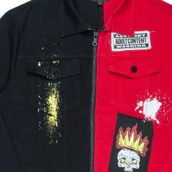 MENS DENIM JACKETS TITO PATCHWORK JACKET-RED