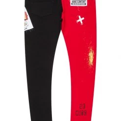 MENS JEANS TITO PATCHWORK JEAN-RED