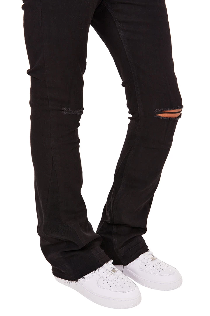 MENS JEANS Denim TOOSI STACKED FLARE JEAN-BLACK 1 MENS JEANS Denim TOOSI STACKED FLARE JEAN-BLACK