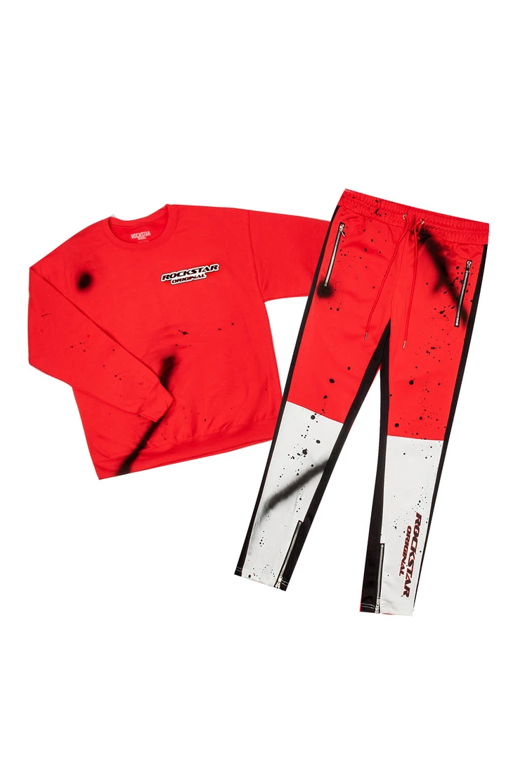 MENS TRACK SETS TOPPER PAINTER CREWNECK TRACK SET-RED 1 MENS TRACK SETS TOPPER PAINTER CREWNECK TRACK SET-RED