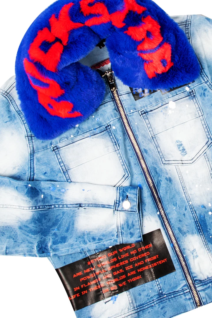 MENS TRACK SETS EVERETT DENIM JACKET/TRACKPANT SET-BLUE 2 MENS TRACK SETS EVERETT DENIM JACKET/TRACKPANT SET-BLUE