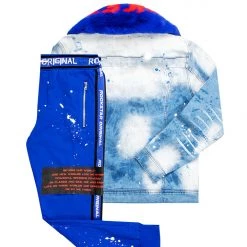 MENS TRACK SETS EVERETT DENIM JACKET/TRACKPANT SET-BLUE 7 MENS TRACK SETS EVERETT DENIM JACKET/TRACKPANT SET-BLUE