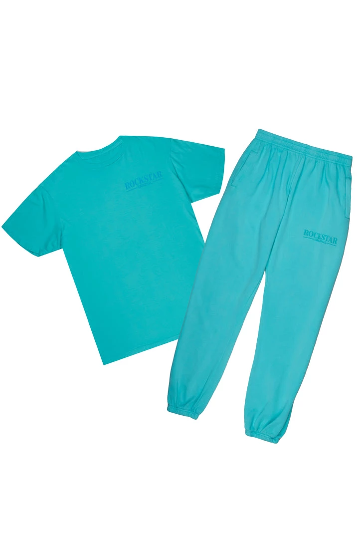 MENS TRACK SETS DIMITRI T-SHIRT/TRACKPANT SET-AQUA 3 MENS TRACK SETS DIMITRI T-SHIRT/TRACKPANT SET-AQUA