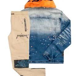 MENS TRACK SETS EVERETT DENIM JACKET/TRACKPANT SET-ORANGE 7 MENS TRACK SETS EVERETT DENIM JACKET/TRACKPANT SET-ORANGE