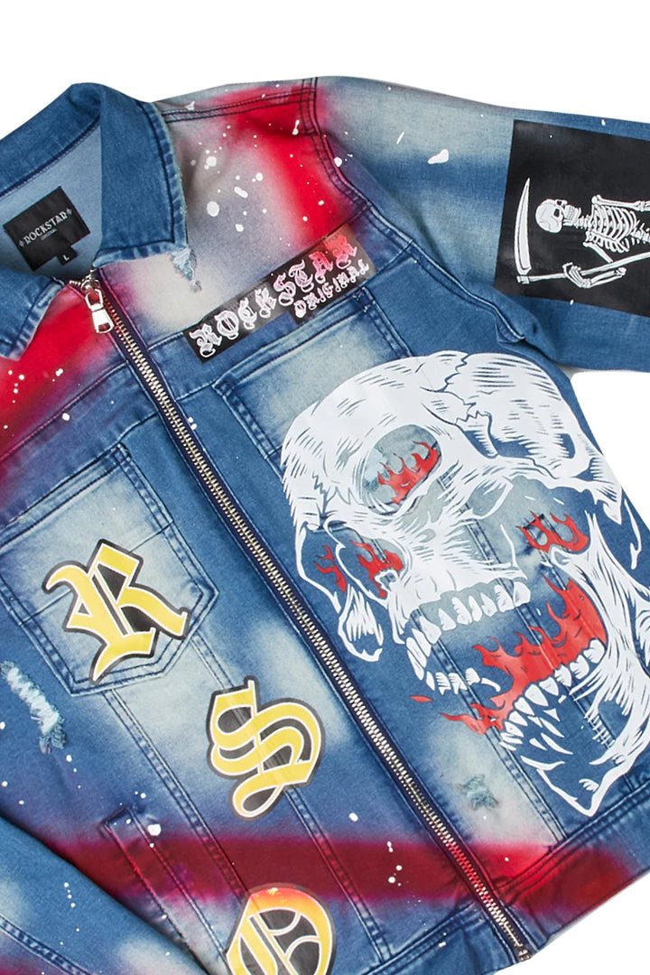 MENS TRACK SETS NOMAR DENIM JACKET/TRACKPANT SET-RED 5 MENS TRACK SETS NOMAR DENIM JACKET/TRACKPANT SET-RED