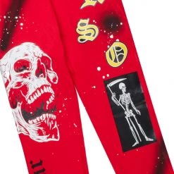 MENS TRACK SETS NOMAR DENIM JACKET/TRACKPANT SET-RED 12 MENS TRACK SETS NOMAR DENIM JACKET/TRACKPANT SET-RED