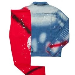 MENS TRACK SETS NOMAR DENIM JACKET/TRACKPANT SET-RED 13 MENS TRACK SETS NOMAR DENIM JACKET/TRACKPANT SET-RED