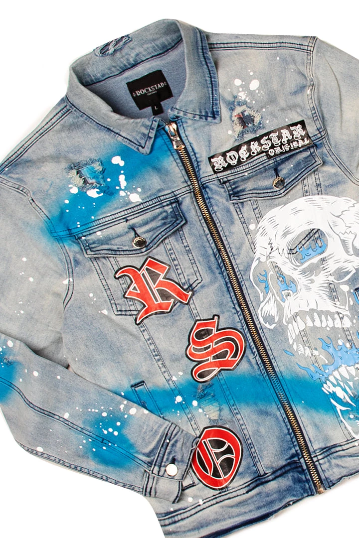 MENS TRACK SETS ROMAN DENIM JACKET/TRACKPANT SET-WHITE 5 MENS TRACK SETS ROMAN DENIM JACKET/TRACKPANT SET-WHITE