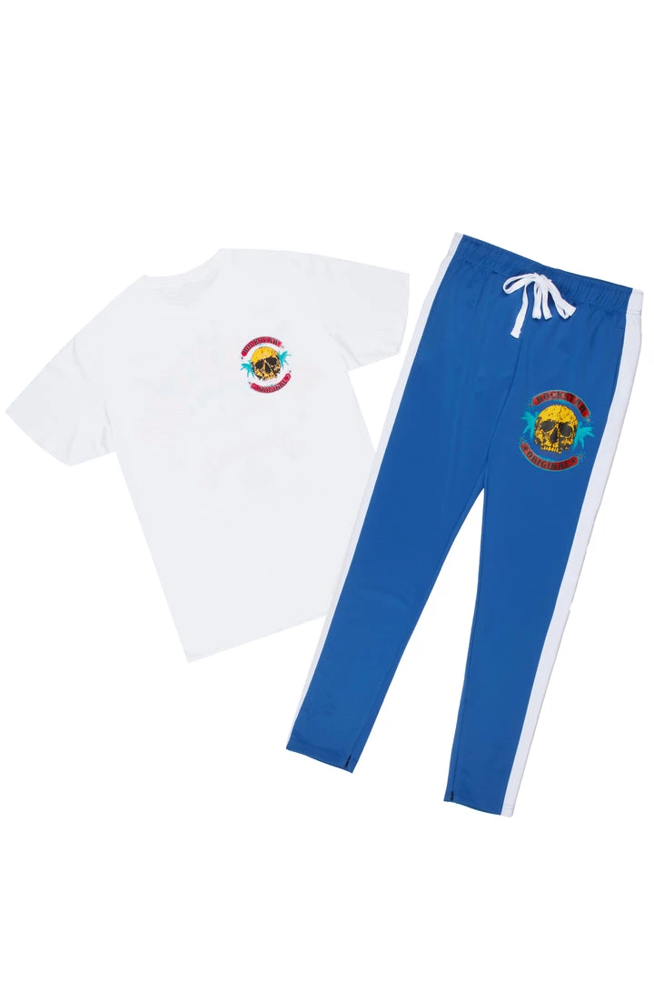 MENS TRACK SETS DEX T-SHIRT/TRACKPANT SET-WHITE 2 MENS TRACK SETS DEX T-SHIRT/TRACKPANT SET-WHITE
