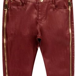 WOMENS PANTS THE TATE FAUX LEATHER ZIPPER PANT-BURGUNDY Best Seller