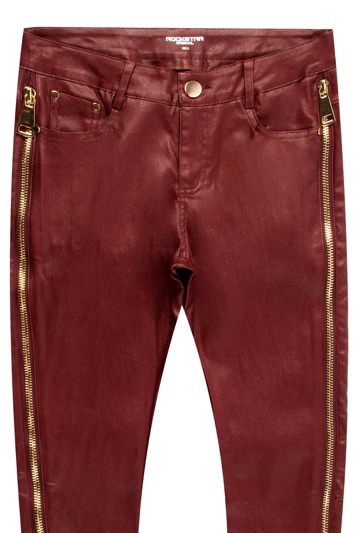 WOMENS PANTS THE TATE FAUX LEATHER ZIPPER PANT-BURGUNDY Best Seller 2 WOMENS PANTS THE TATE FAUX LEATHER ZIPPER PANT-BURGUNDY Best Seller