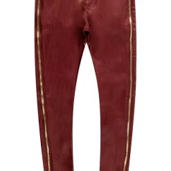 WOMENS PANTS THE TATE FAUX LEATHER ZIPPER PANT-BURGUNDY Best Seller