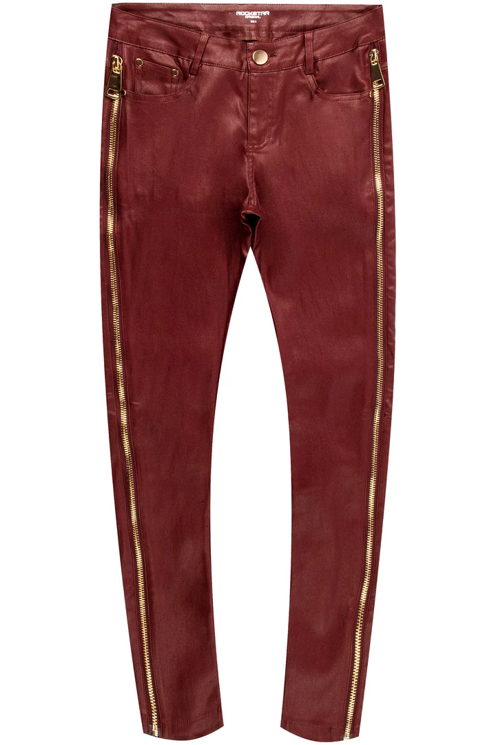 WOMENS PANTS THE TATE FAUX LEATHER ZIPPER PANT-BURGUNDY Best Seller 1 WOMENS PANTS THE TATE FAUX LEATHER ZIPPER PANT-BURGUNDY Best Seller