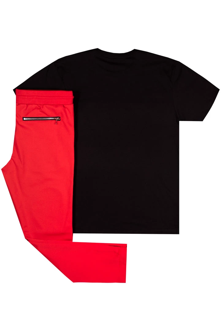 MENS TRACK SETS TATUM T-SHIRT TRACK SET- RED/BLK 4 MENS TRACK SETS TATUM T-SHIRT TRACK SET- RED/BLK