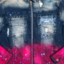 MENS DENIM JACKETS TECCA PRINTED DENIM JACKET-BLUE/FUCHSIA 6 MENS DENIM JACKETS TECCA PRINTED DENIM JACKET-BLUE/FUCHSIA
