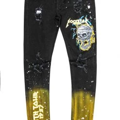 MENS JEANS TECCA PRINTED JEAN-BLACK/YELLOW