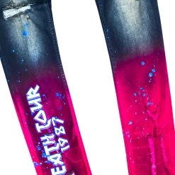 MENS JEANS Denim TECCA PRINTED JEAN-BLUE/FUCHSIA