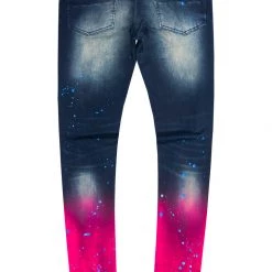 MENS JEANS Denim TECCA PRINTED JEAN-BLUE/FUCHSIA