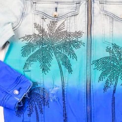 MENS DENIM JACKETS TOVI OMBRE CRYSTAL JACKET- BLUE