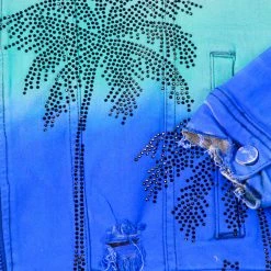 MENS DENIM JACKETS TOVI OMBRE CRYSTAL JACKET- BLUE