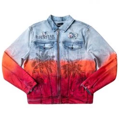 MENS DENIM JACKETS TOVI OMBRE CRYSTAL JACKET- ORANGE