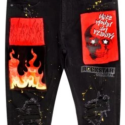 MENS JEANS Denim URI PATCHWORK JEAN-BLACK