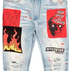 MENS JEANS Denim URI PATCHWORK JEAN-BLUE