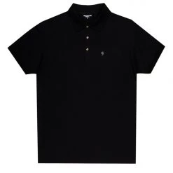 MENS KNITS VEDRA POLO T-SHIRT-BLACK Tops