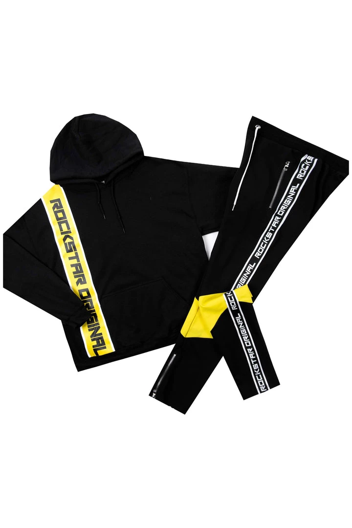 MENS TRACK SETS VAUGHN HOODIE TRACK SET-BLACK/YELLOW 1 MENS TRACK SETS VAUGHN HOODIE TRACK SET-BLACK/YELLOW