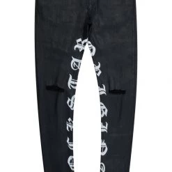 MENS JEANS Denim ZIRO PRINTED JEAN-BLACK/WHITE