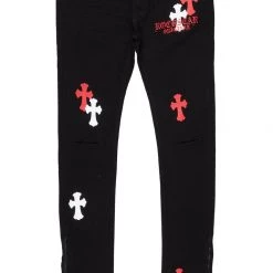 MENS JEANS Denim Jacques Red/White Flare Jean