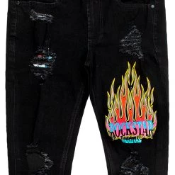 MENS JEANS YORK PRINTED JEAN-BLACK/PINK Denim