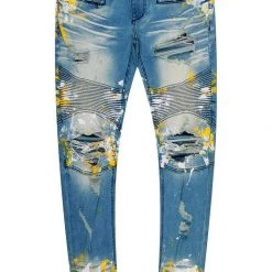 MENS JEANS ZAYDEN BIKER PAINTER JEAN-YELLOW