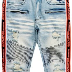 MENS JEANS Denim ZAVI TAPED JEAN-BLUE/ORANGE