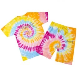 MENS SHORT SETS ZEPPLIN TIE DYE SHORT SET-ORG/PINK Track Sets