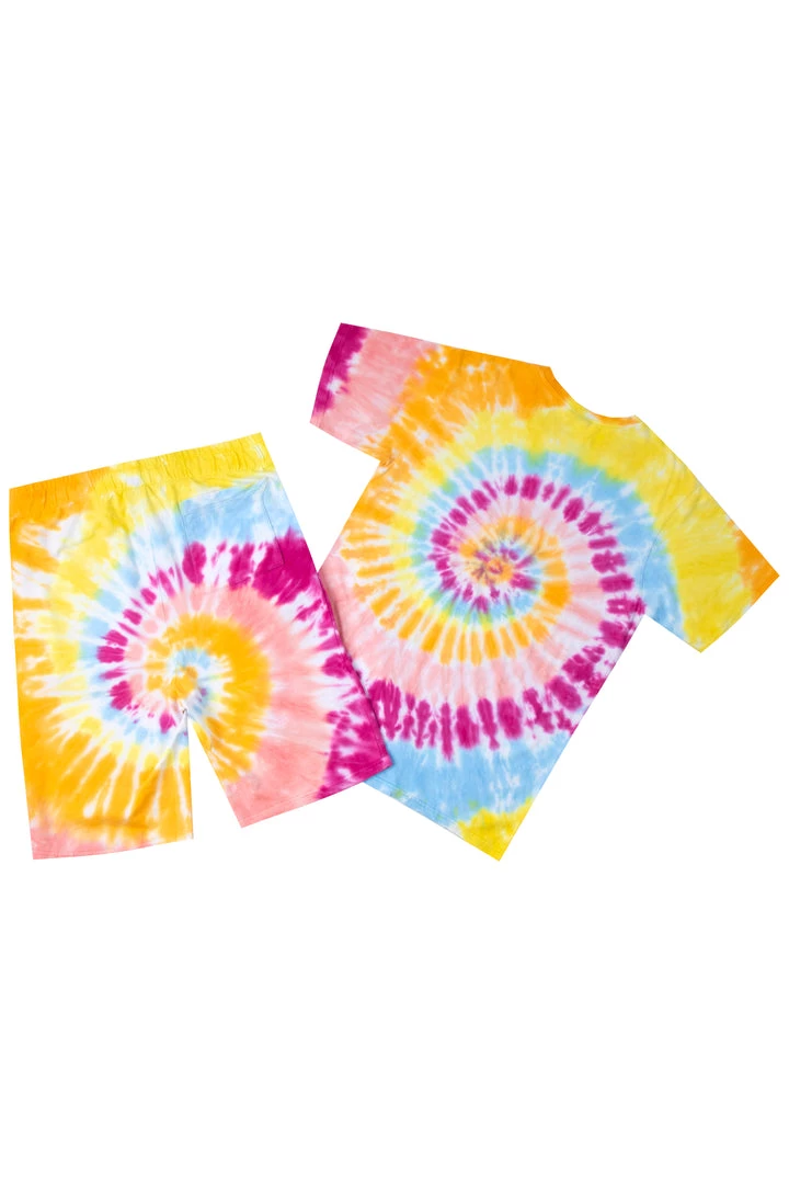 MENS SHORT SETS ZEPPLIN TIE DYE SHORT SET-ORG/PINK Track Sets 18 MENS SHORT SETS ZEPPLIN TIE DYE SHORT SET-ORG/PINK Track Sets
