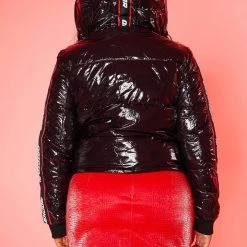 WOMENS OUTERWEAR JACKEY PUFFER JACKET - BLACK Best Seller