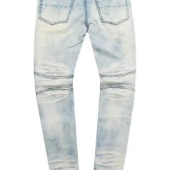 MENS JEANS SNOH PRINTED BIKER JEAN- GREEN Denim