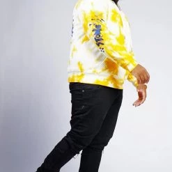 MENS HOODIES & SWEATSHIRTS ZAYDEN TIE DYE HOODIE- YELLOW Tops